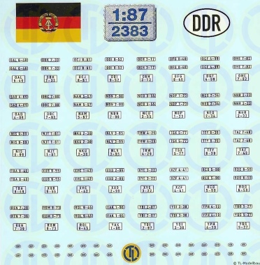 Deutsche Kennzeichen Nummernschilder historisch Decal Naßschiebebild 1/87 PI4-87 