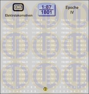 Loknummern für Elektrolokomotiven, Epoche IV 1:87