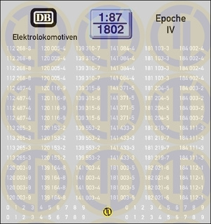 Loknummern f&uuml;r Elektrolokomotiven, Epoche IV 1:87