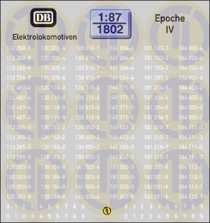 Loknummern für Elektrolokomotiven, Epoche IV 1:87