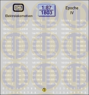 Loknummern f&uuml;r Elektrolokomotiven, Epoche IV 1:87