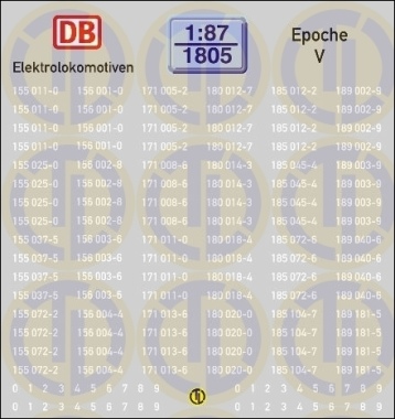 Loknummern f&uuml;r Elektrolokomotiven, Epoche V 1:87