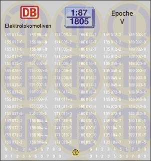 Loknummern für Elektrolokomotiven, Epoche V 1:87