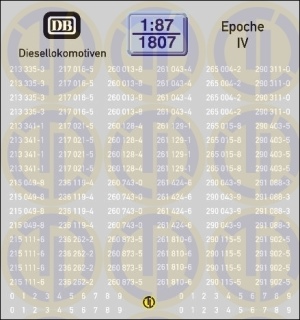 Loknummern f&uuml;r Diesellokomotiven, Epoche IV 1:87