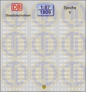 Loknummern f&uuml;r Diesellokomotiven, Epoche V 1:87