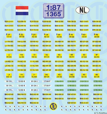 Kfz-Kennzeichen &raquo;Niederlande&laquo; 1:87
