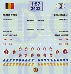 Feuerwehr Decalbogen »Belgien« 1:87