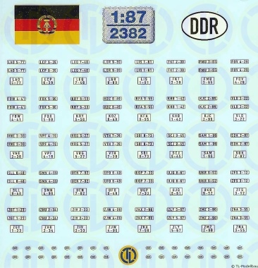 DDR Kfz-Kennzeichen ab 1976 - 1:87