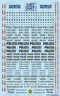 Polizei Schriftzüge in schwarz 1:87